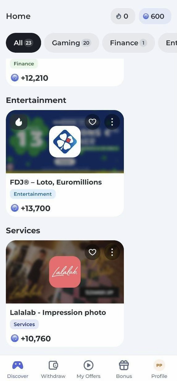 PenguPace offerwall screen 1