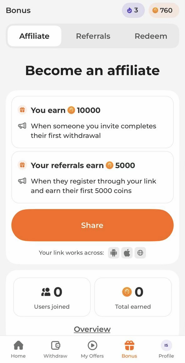 Scrambly promo code section 1 showing enter code field