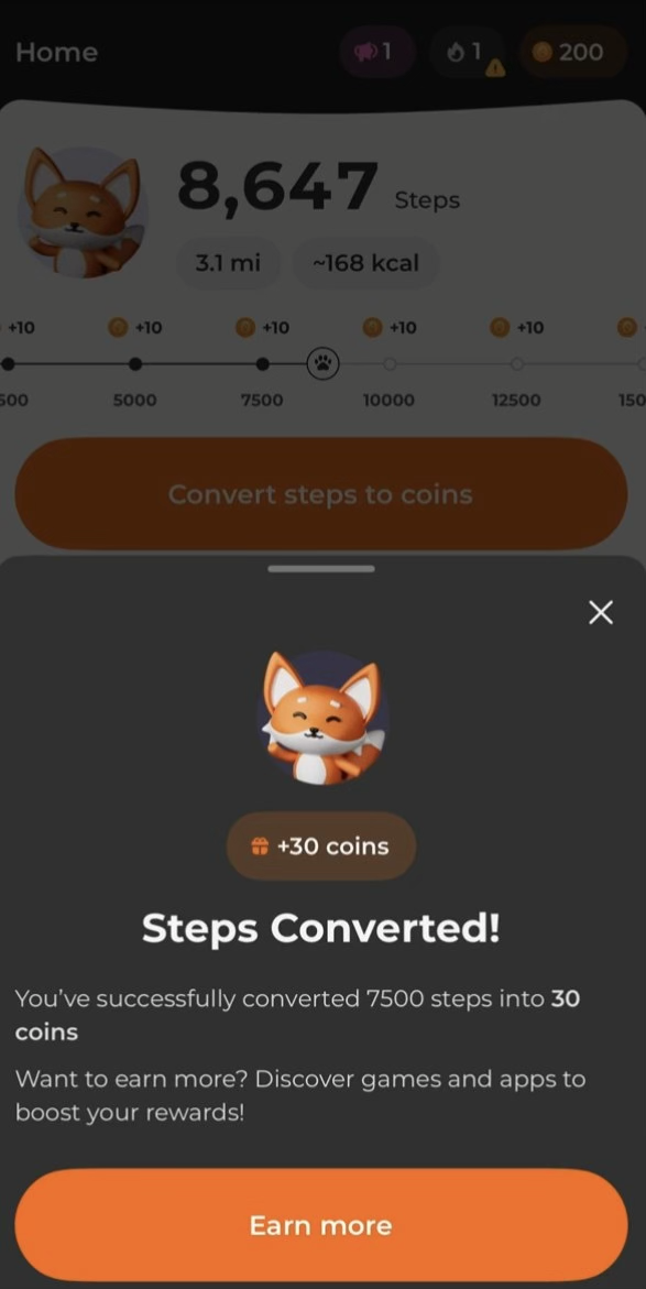 Scrambly step conversion screen 2 showing milestone progress