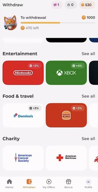 Scrambly withdrawal methods 1 showing PayPal and Visa options