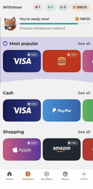 Scrambly withdrawal methods 4 showing Xbox and Nintendo gift cards