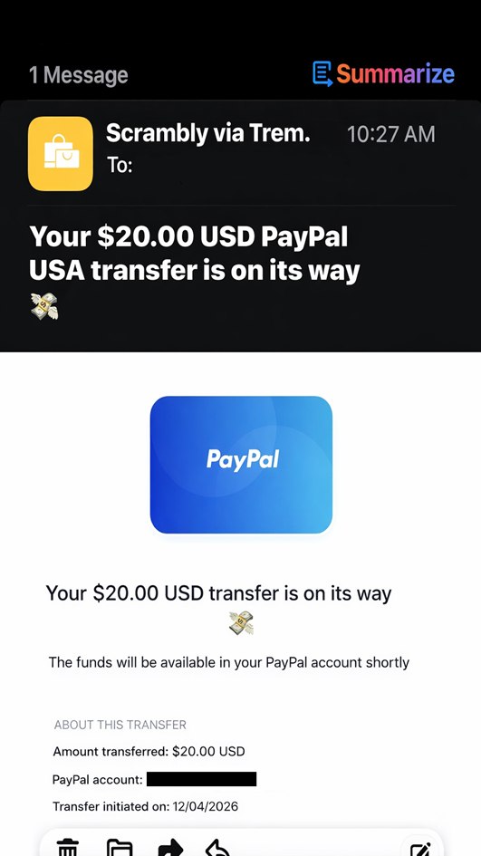 PenguPace payment proof — confirmed PayPal withdrawal