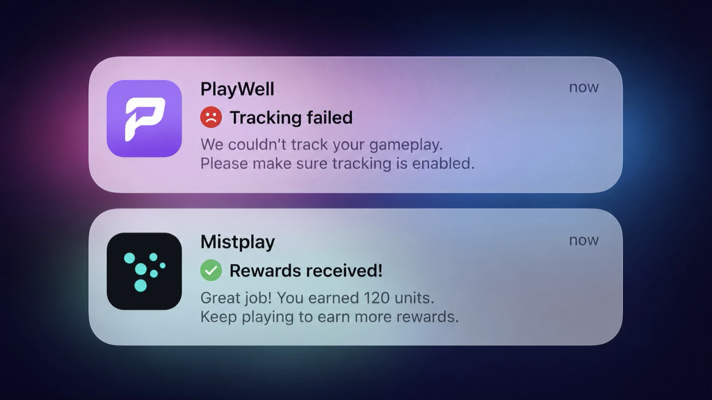 Tracking failed vs rewards received notification comparison