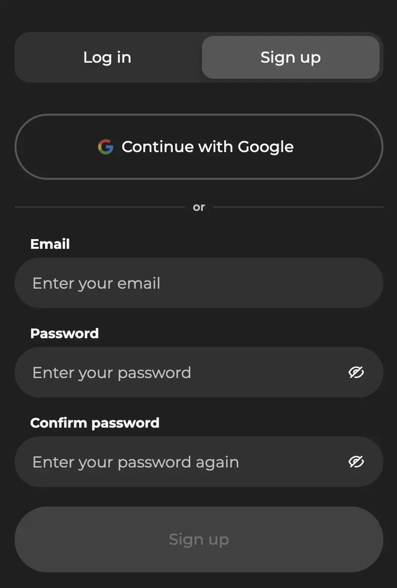 Scrambly sign up page view