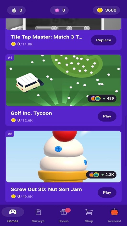 Snakzy My Games tab — step 3