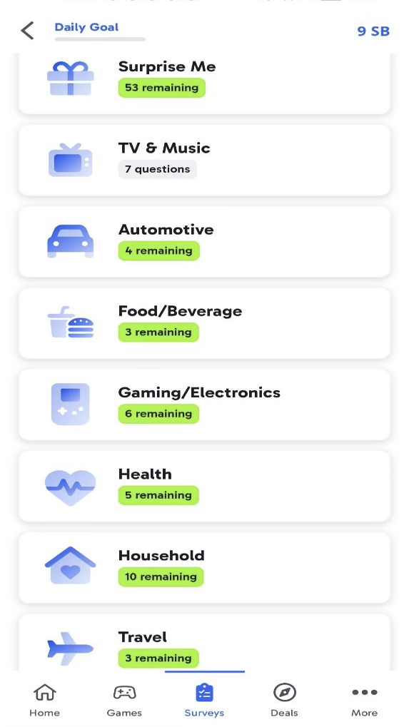 Swagbucks paid surveys screenshot 2