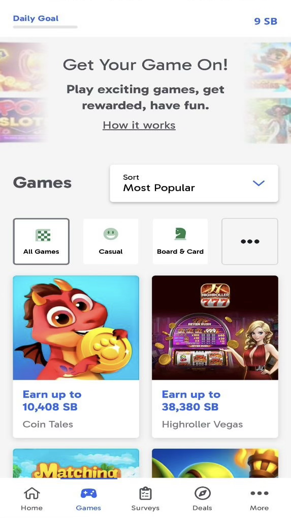 High-paying game offer on Swagbucks — example 1